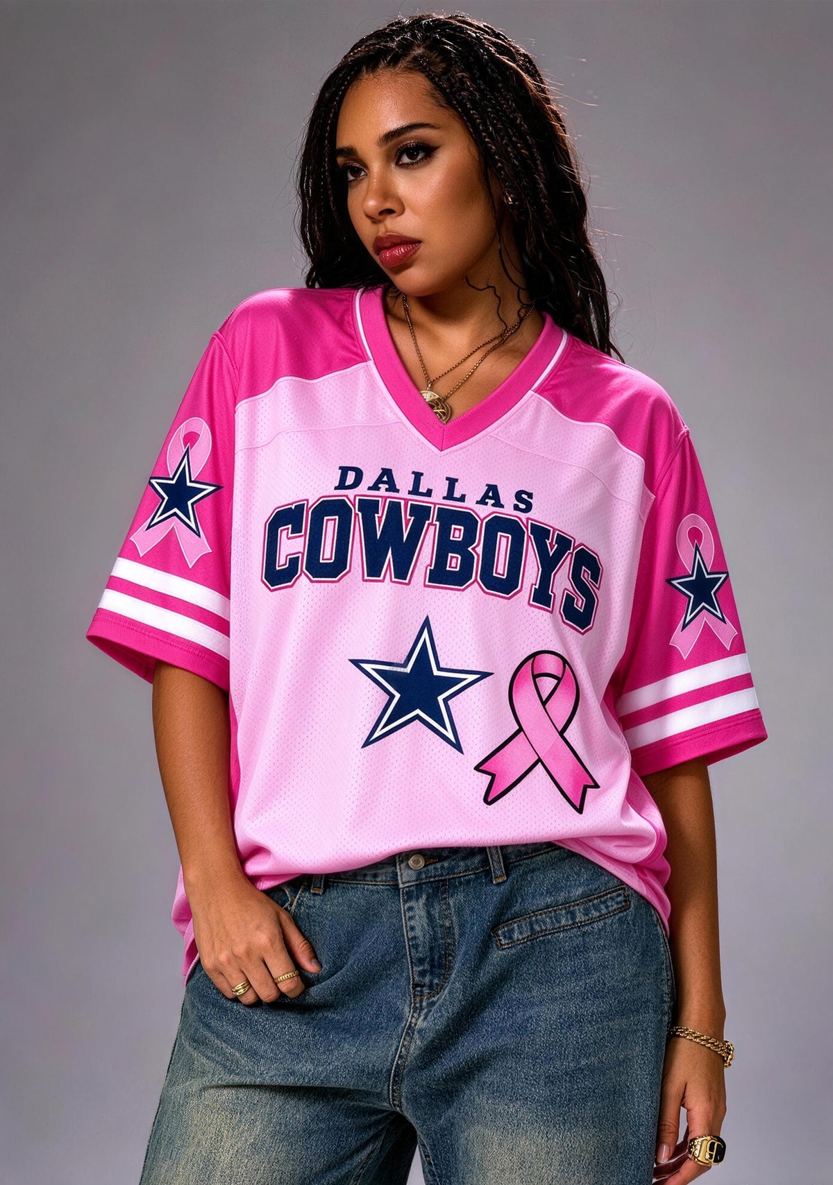 Women Dallas Cowboys Breast Cancer Awareness Pink Ribbon Mesh Jersey Main image