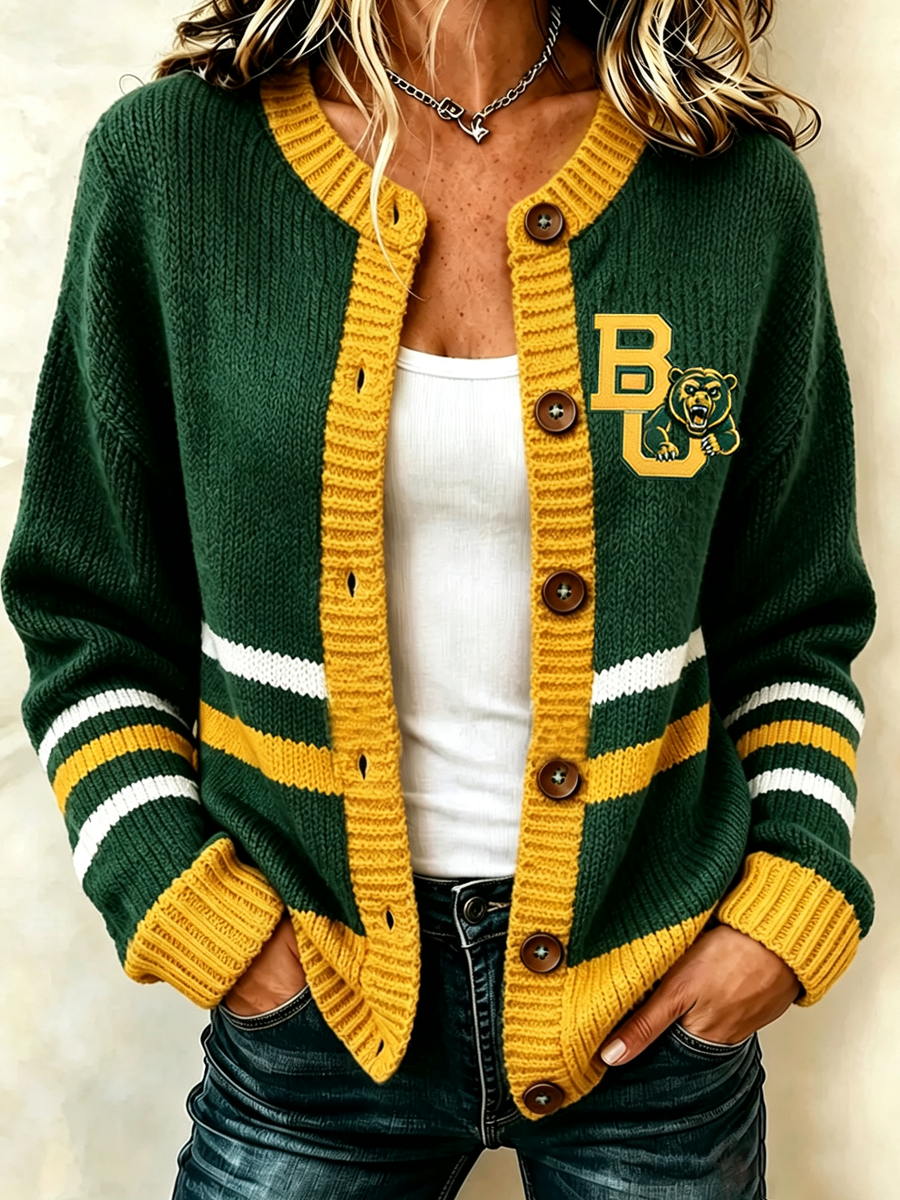 Women'S Casual Football Plant Knitted Cardigan Top