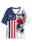 Women's New England Patriots American Flag Floral V-Neck T-Shirt