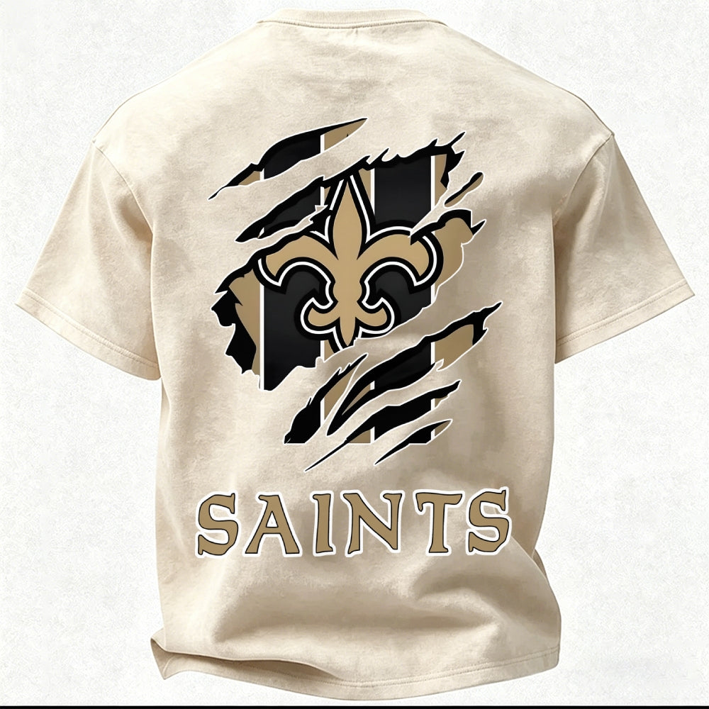 New Orleans Saints Printed Unisex 100% Pure Cotton Washed T-Shirt