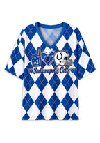 Women's Indianapolis Colts Argyle #1 Fan Heart Helmet V-Neck T-Shirt