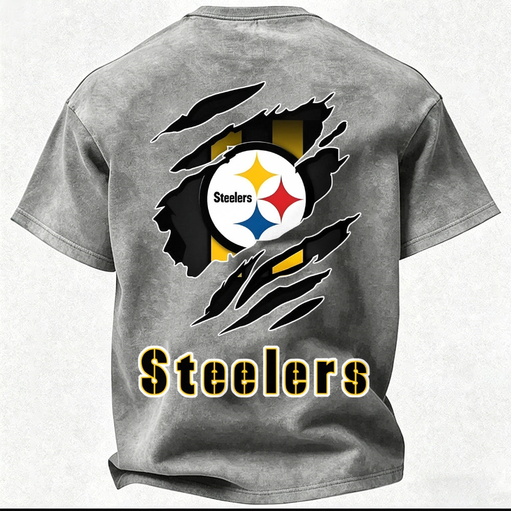 Pittsburgh Steelers Printed Unisex 100% Pure Cotton Washed T-Shirt