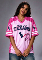 Women Houston Texans Breast Cancer Awareness Pink Ribbon Mesh Jersey