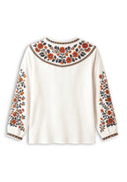 Women's Denver Broncos Boho Floral Printed V-Neck Long Sleeve Shirt