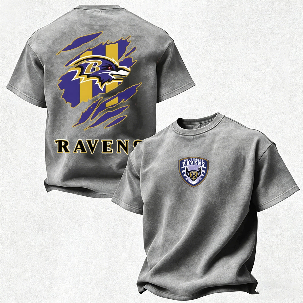 Baltimore Ravens Printed Unisex 100% Pure Cotton Washed T-Shirt