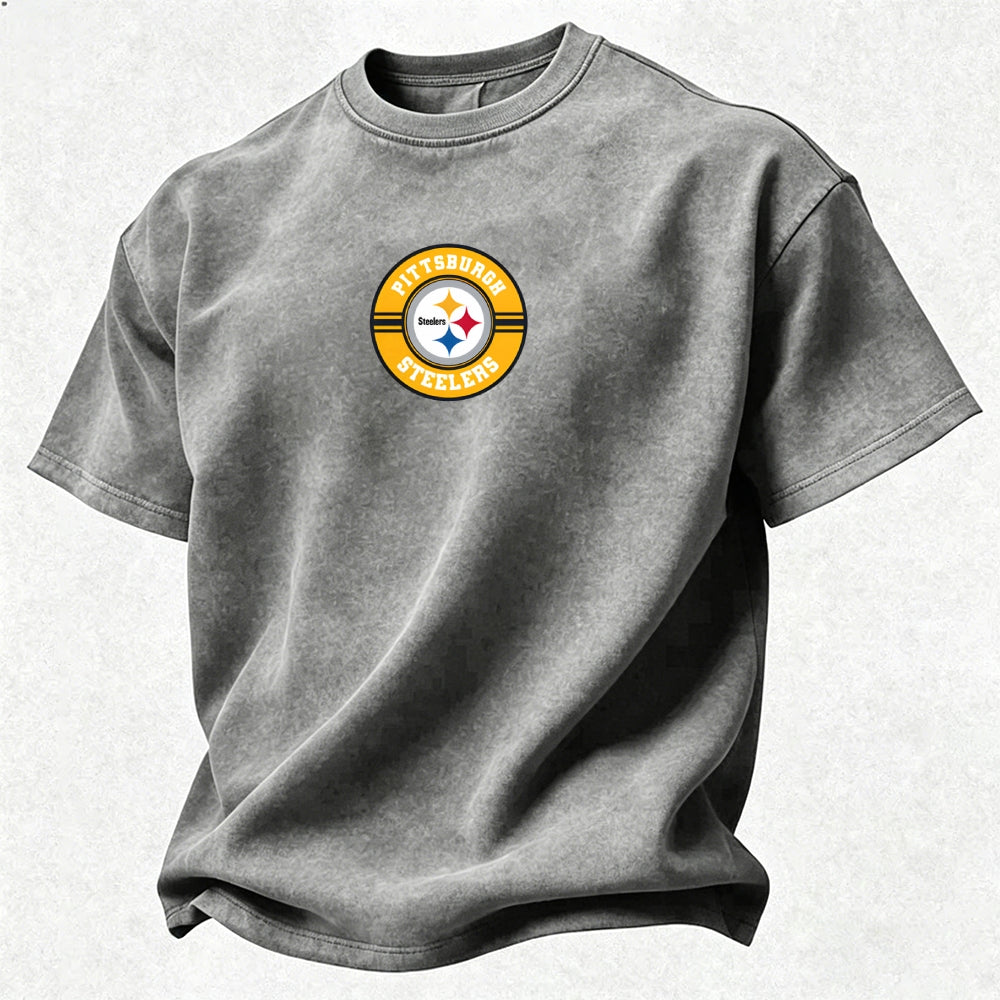 Pittsburgh Steelers Printed Unisex 100% Pure Cotton Washed T-Shirt