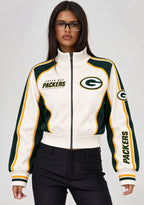 Women's Green Bay Packers Cropped Zip Up Track Jacket