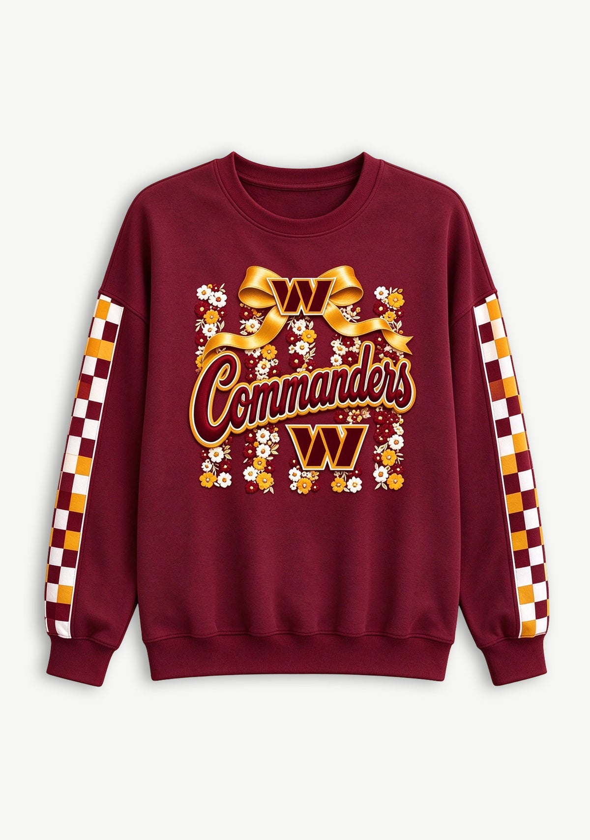 Women's Washington Commanders Floral Bow Crewneck Sweatshirt