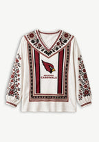 Arizona Cardinals Bohemian Floral Printed V-Neck Long Sleeve Shirt