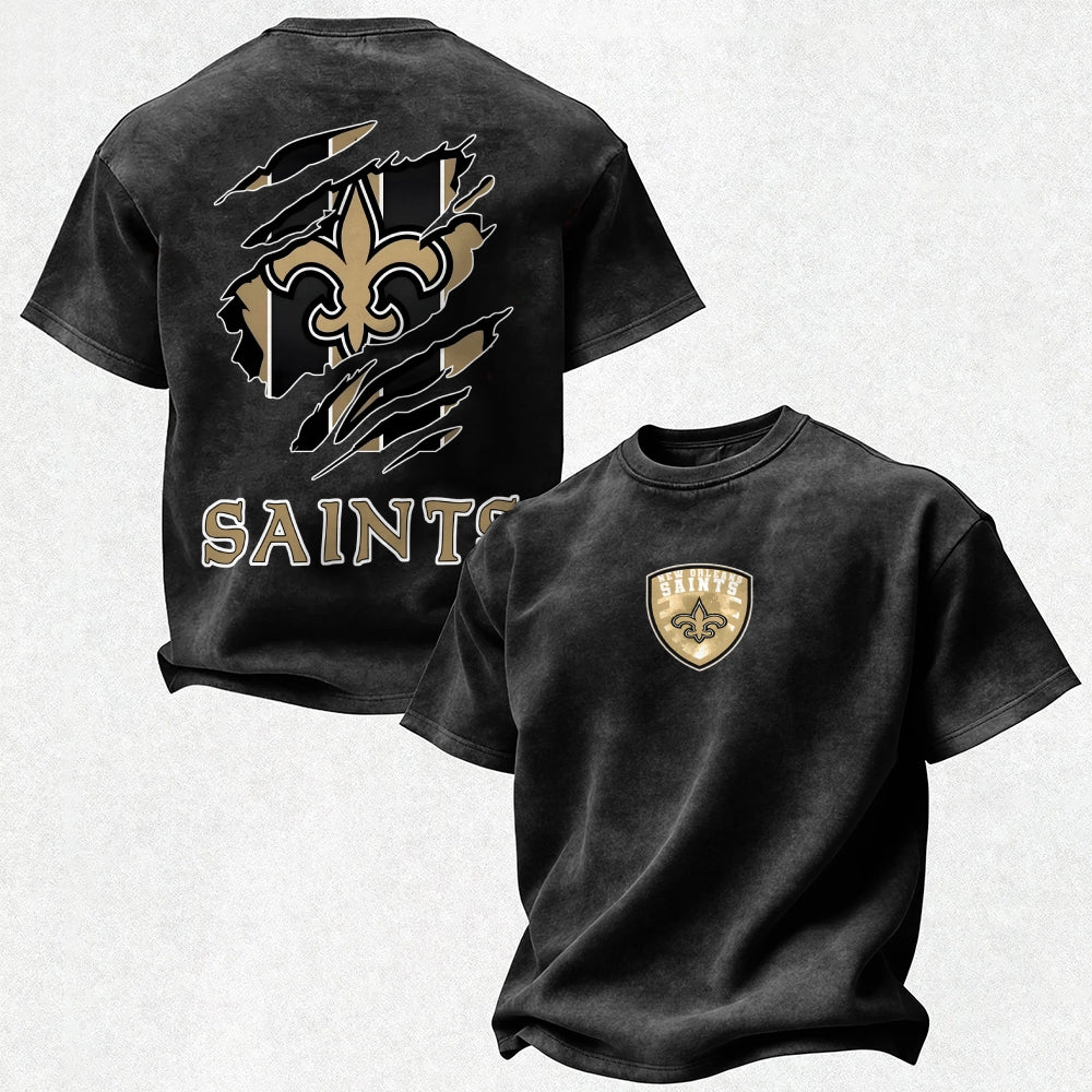 New Orleans Saints Printed Unisex 100% Pure Cotton Washed T-Shirt