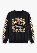 Women's New Orleans Saints Floral Bow Crewneck Sweatshirt