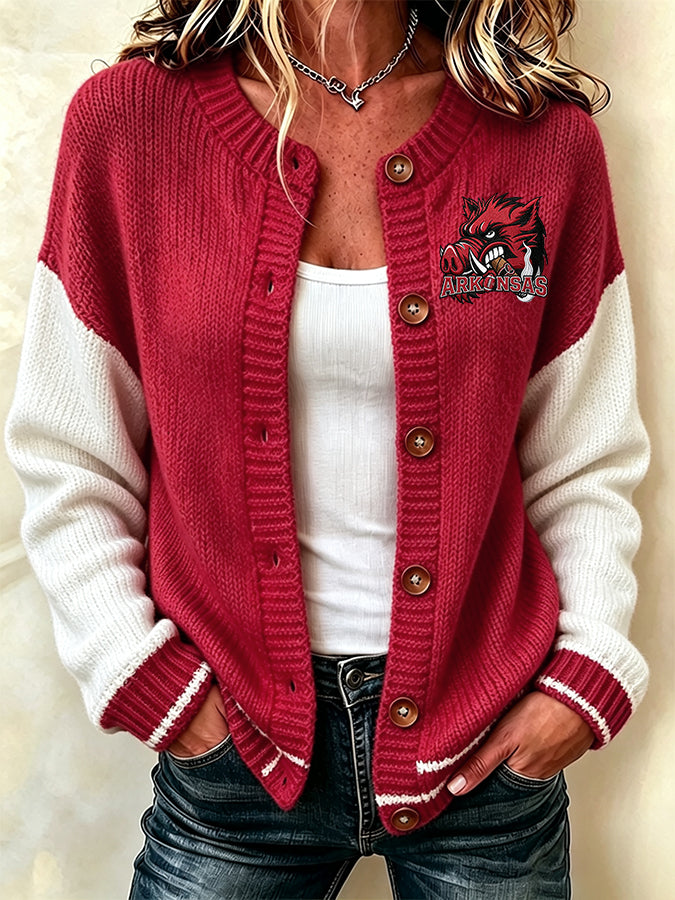 Women'S Casual Football Plant Knitted Cardigan Top