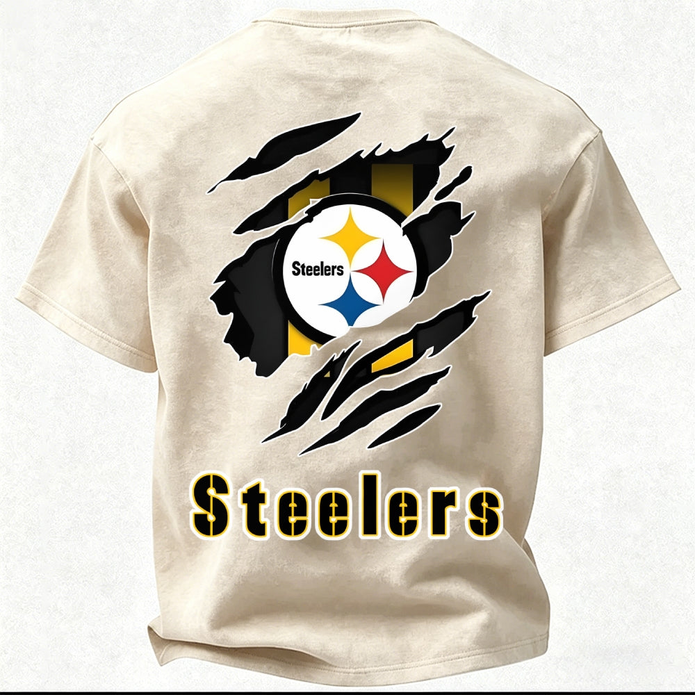 Pittsburgh Steelers Printed Unisex 100% Pure Cotton Washed T-Shirt