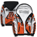 Cincinnati Bengals Color Block Fleece Lined Zip Up Football Fan Hooded Jacket
