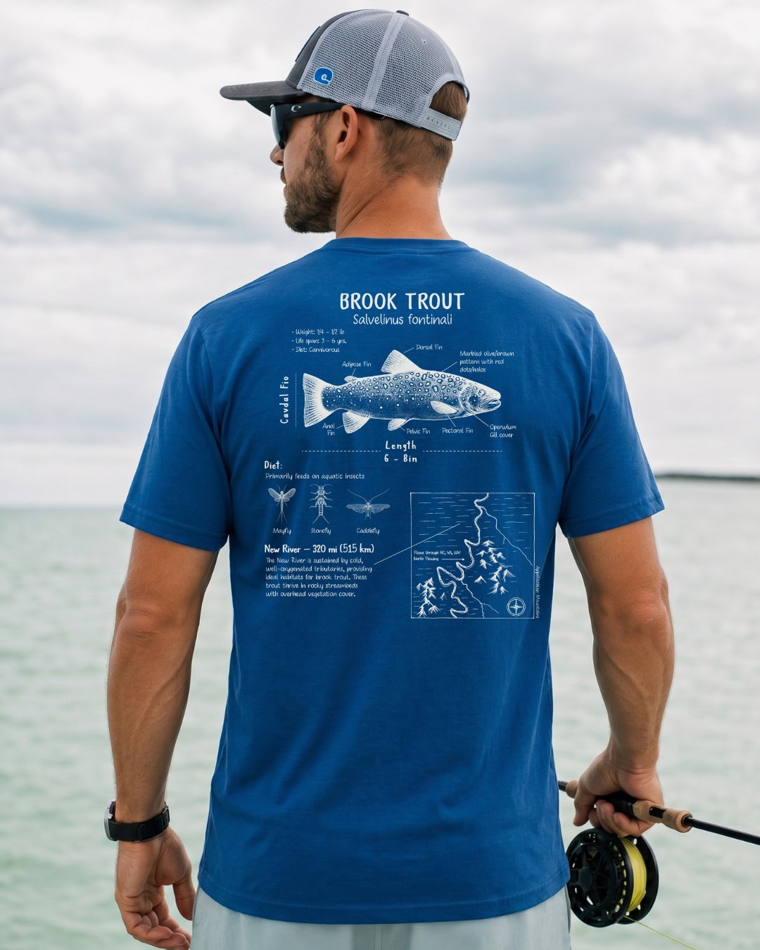 Brook Trout Anatomy Blueprint T-shirt