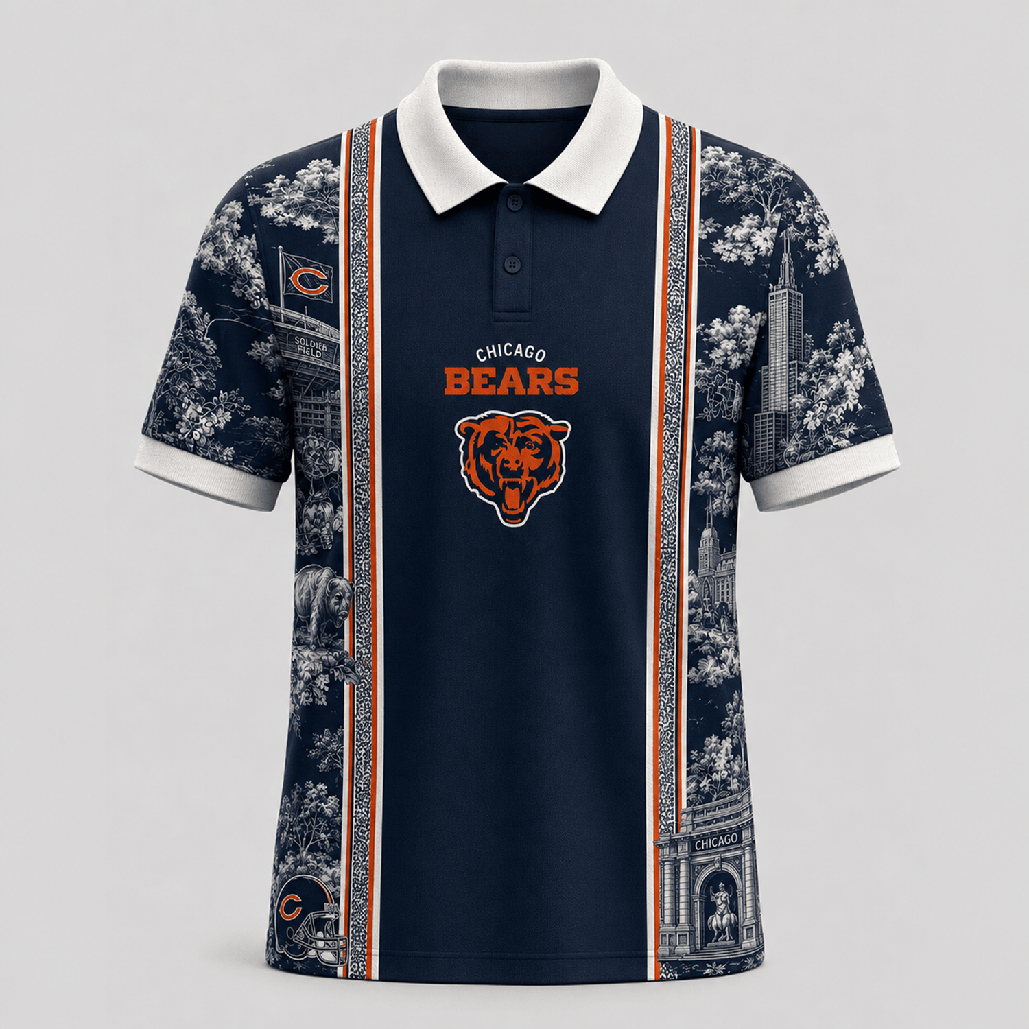 CHI x NFL Heritage Cityscape Polo Shirt for Loyal Fans Main image