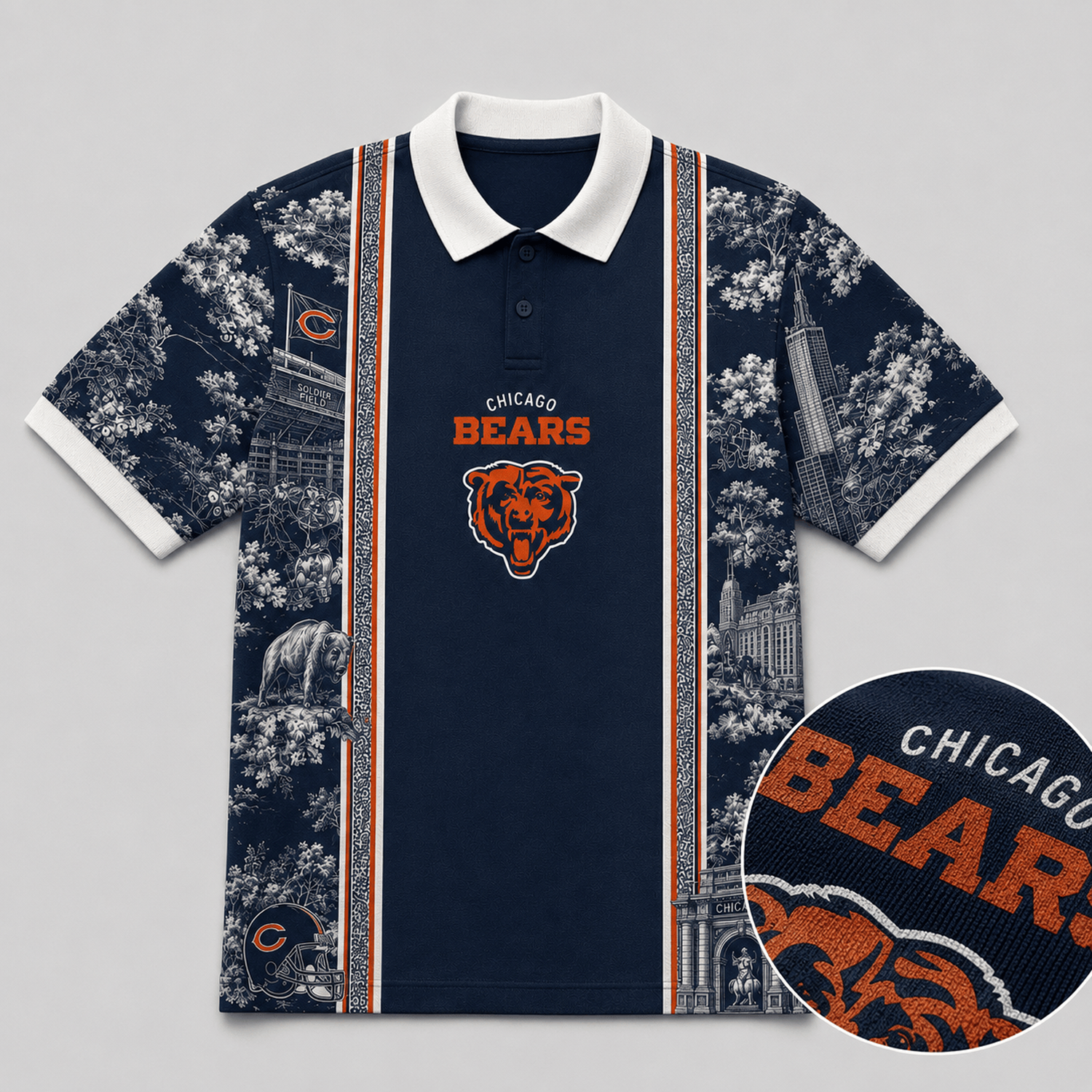 CHI x NFL Heritage Cityscape Polo Shirt for Loyal Fans Secondary image