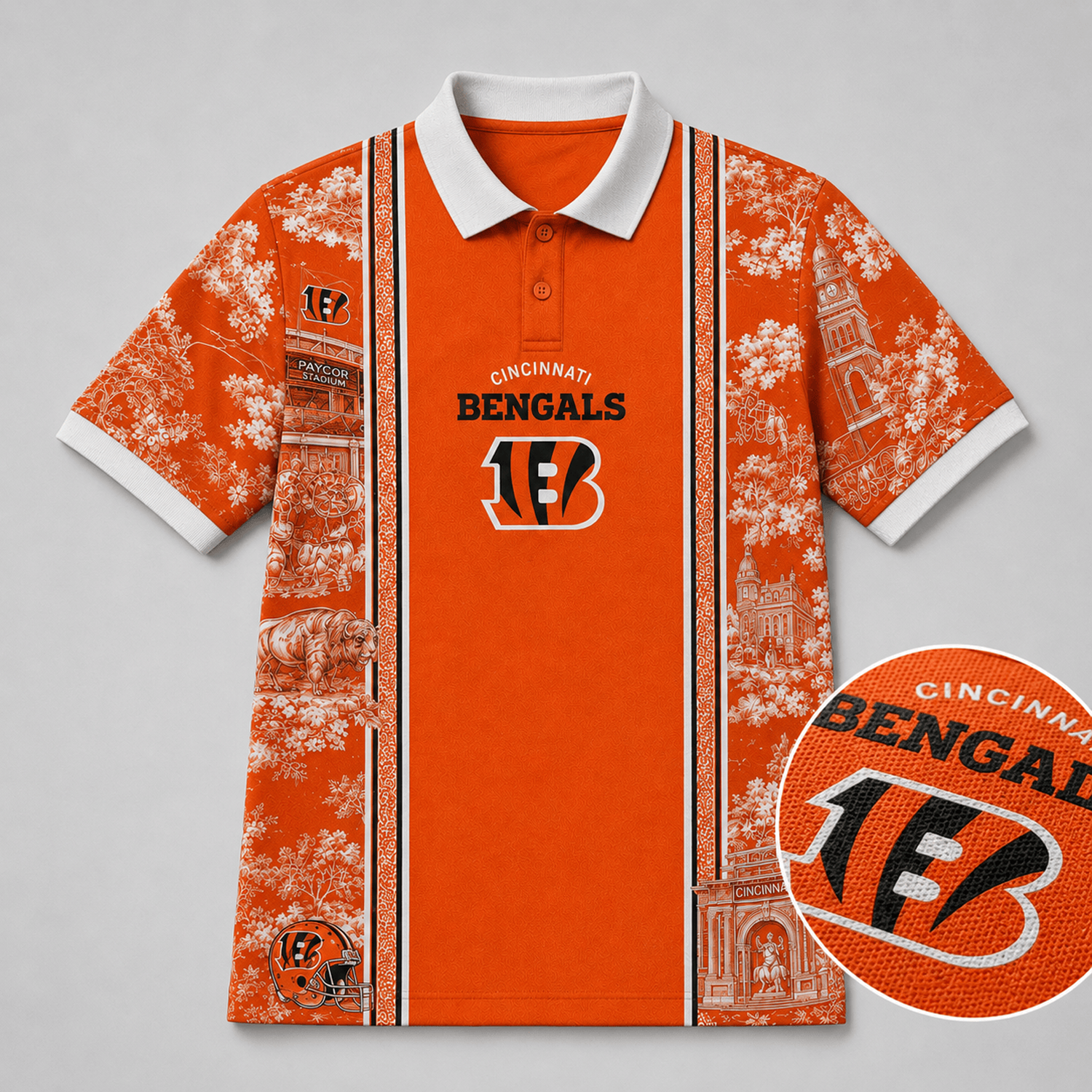 CIN x NFL Heritage Cityscape Polo Shirt for Loyal Fans Secondary image