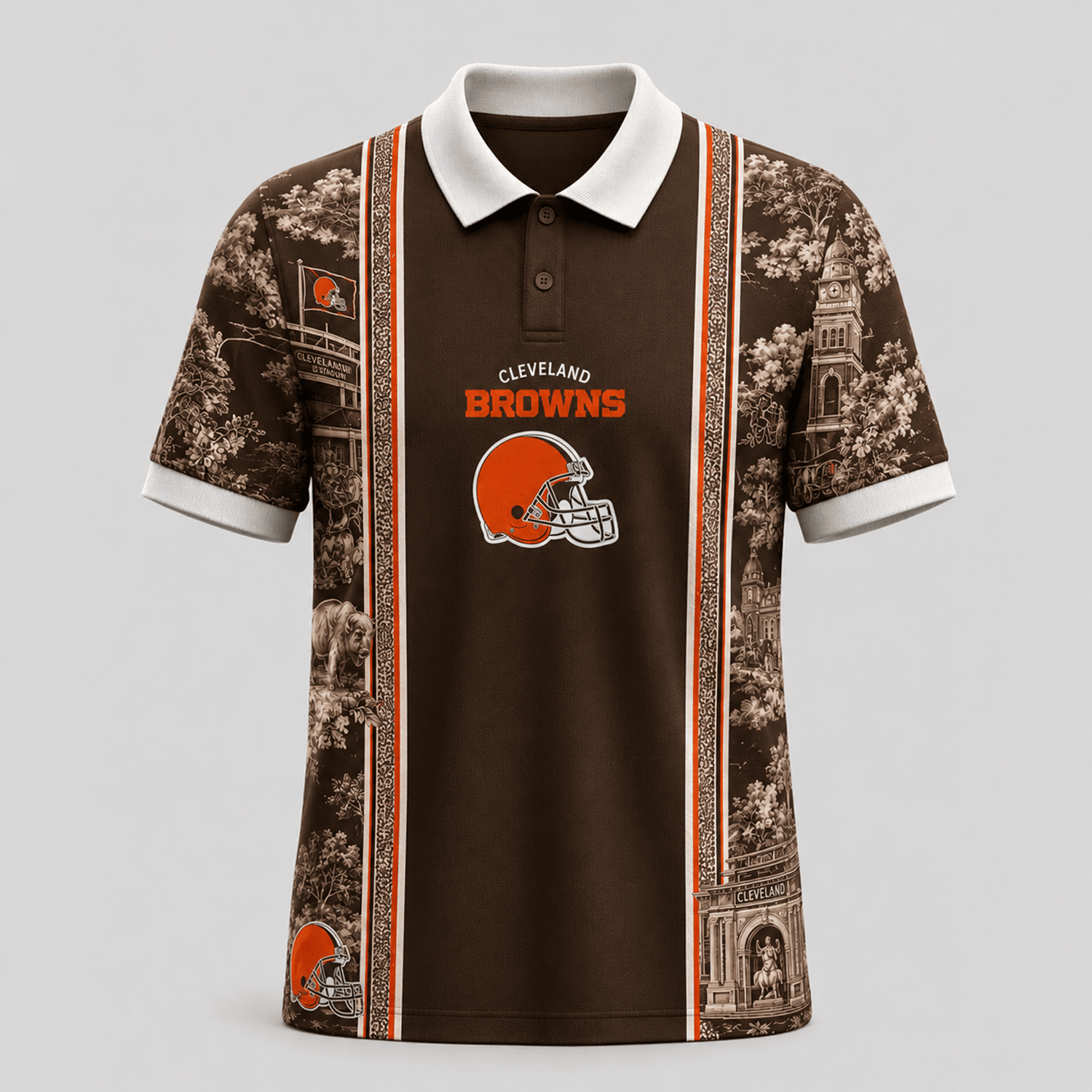 CLE x NFL Heritage Cityscape Polo Shirt for Loyal Fans Main image