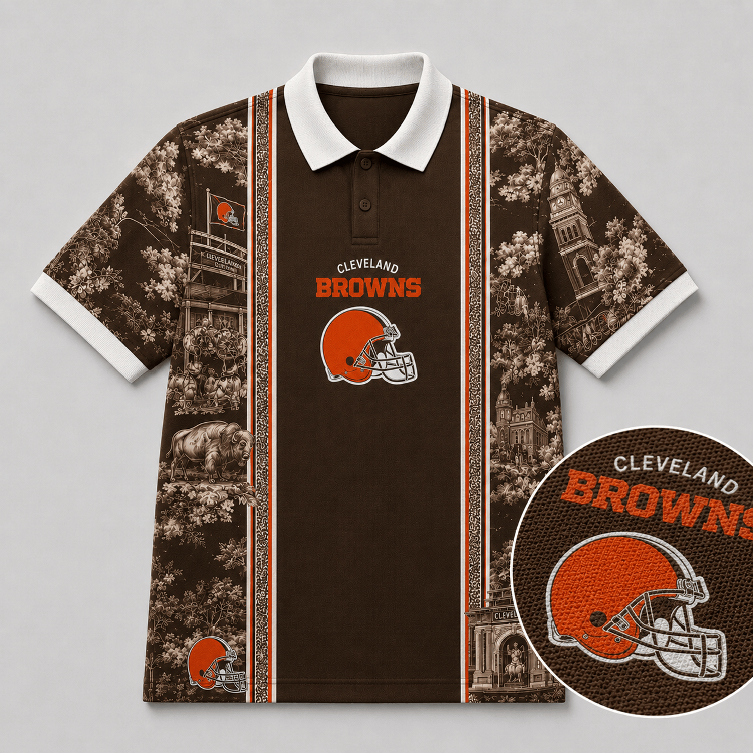 CLE x NFL Heritage Cityscape Polo Shirt for Loyal Fans Secondary image