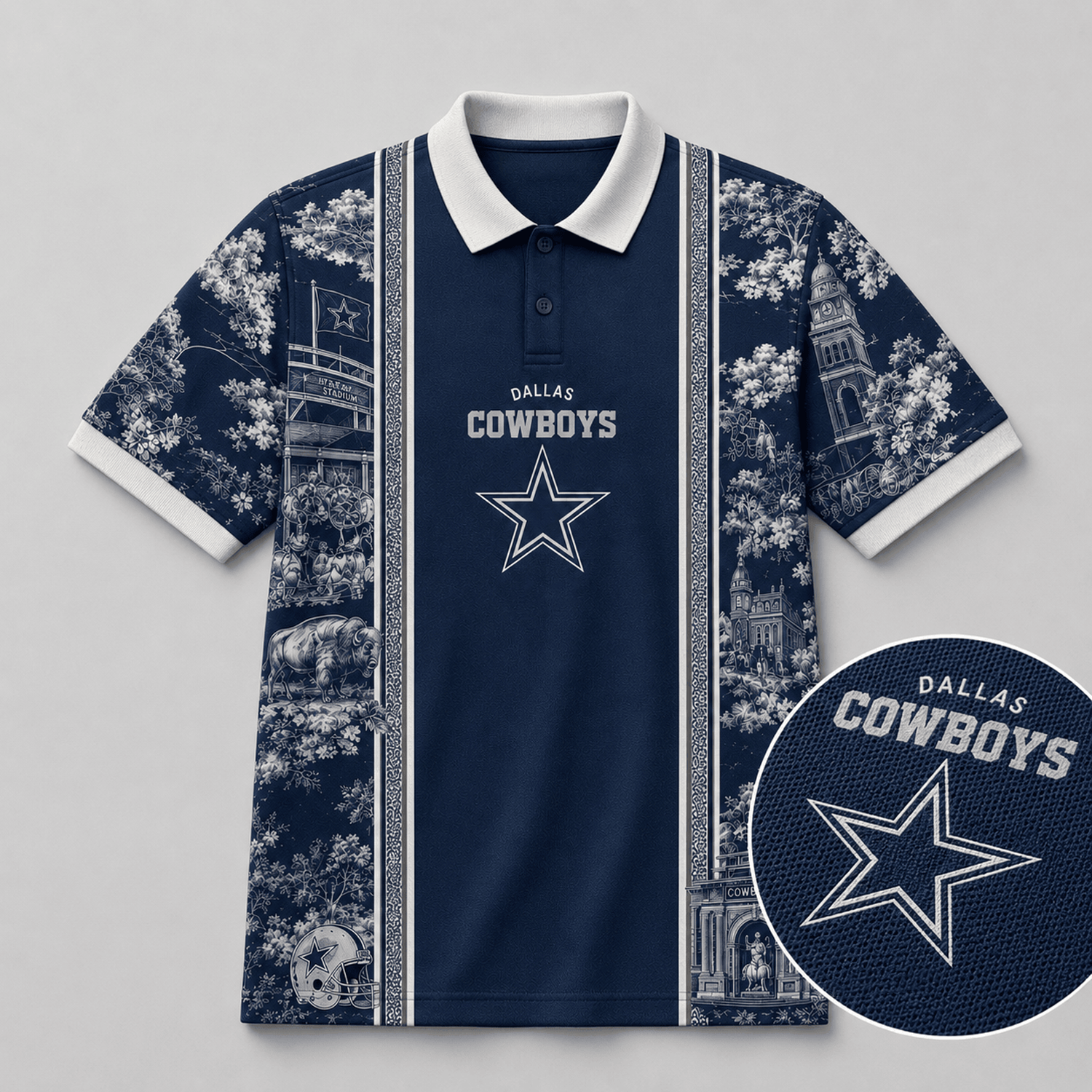 DAL x NFL Heritage Cityscape Polo Shirt for Loyal Fans Secondary image