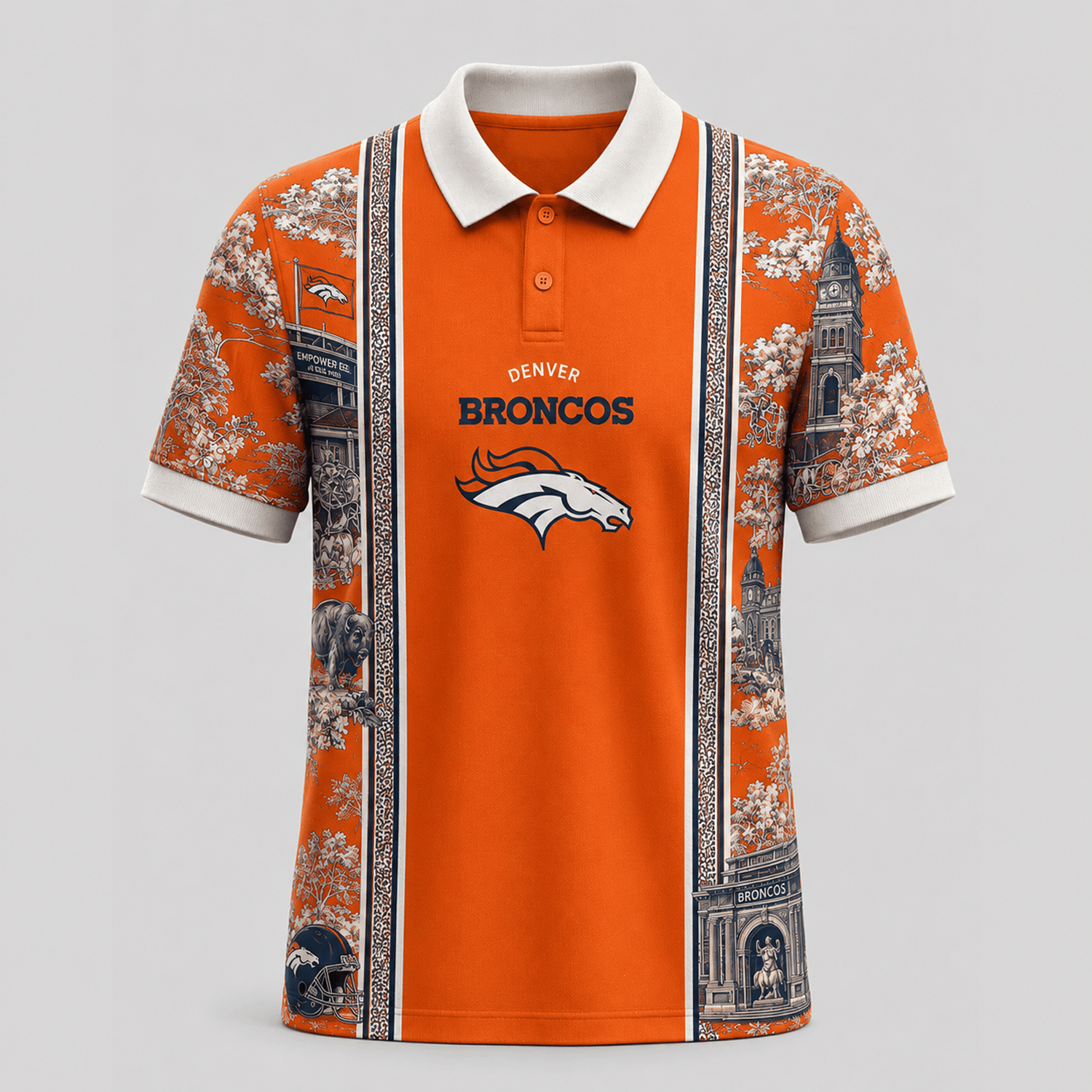 DEN x NFL Heritage Cityscape Polo Shirt for Loyal Fans