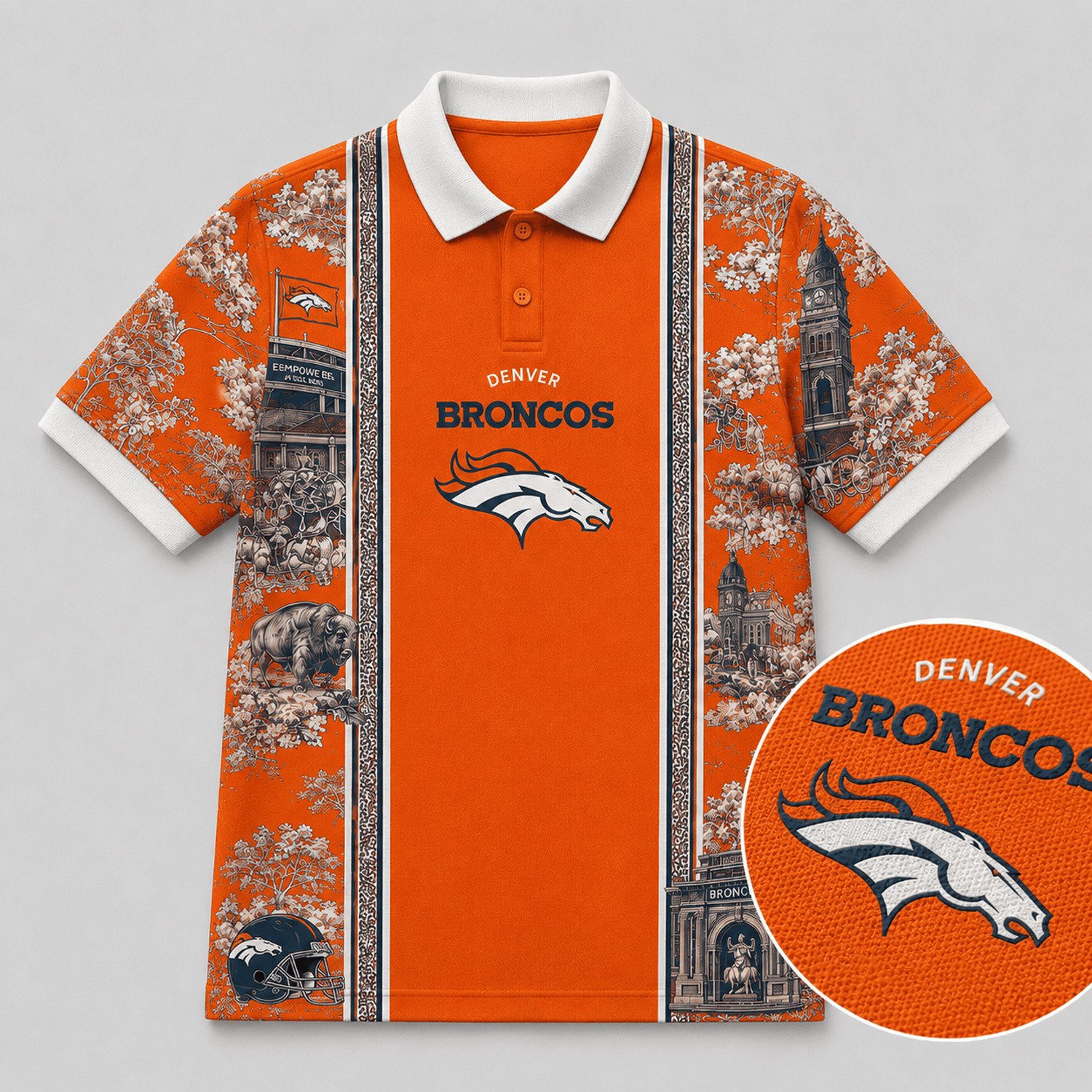 DEN x NFL Heritage Cityscape Polo Shirt for Loyal Fans Secondary image