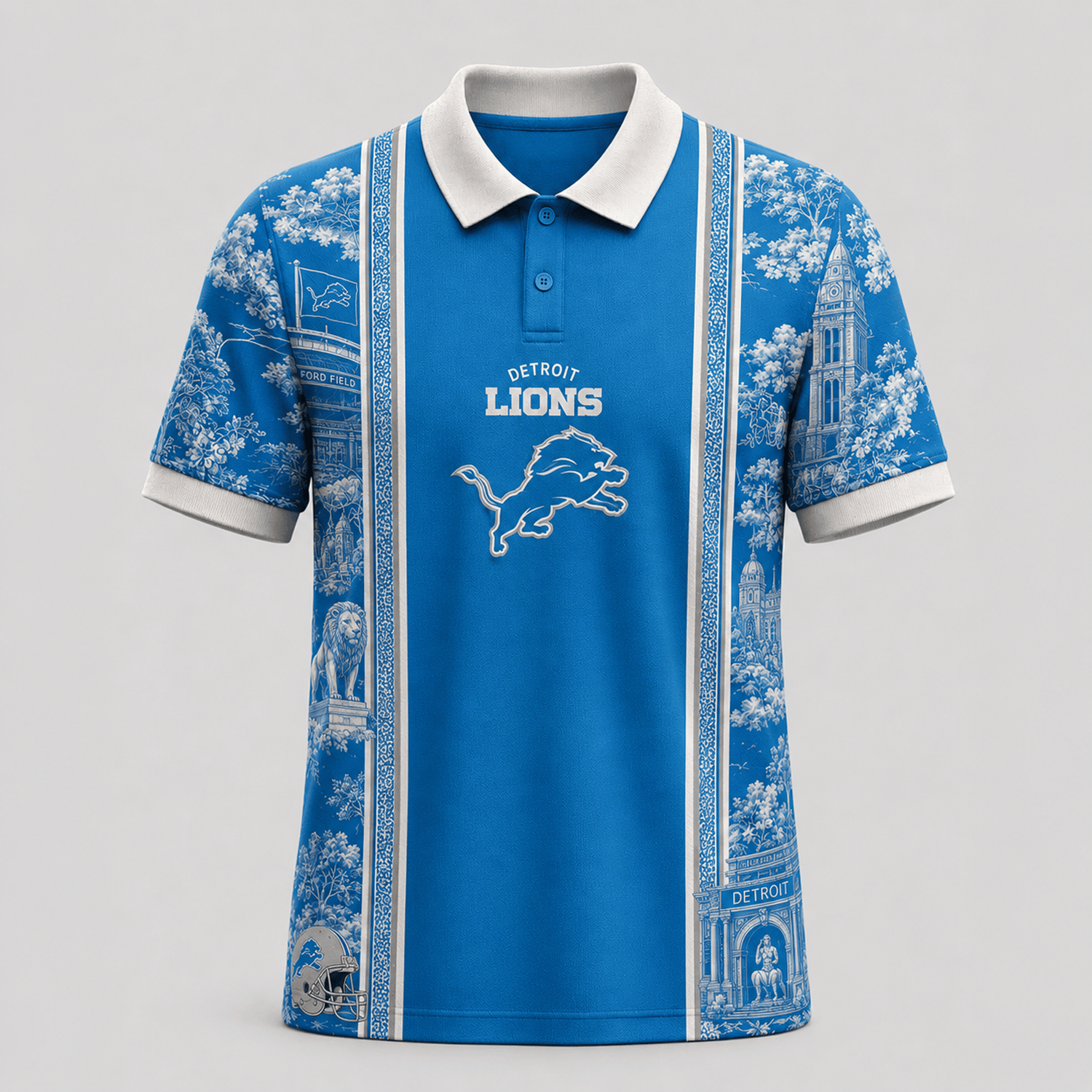 DET x NFL Heritage Cityscape Polo Shirt for Loyal Fans Main image