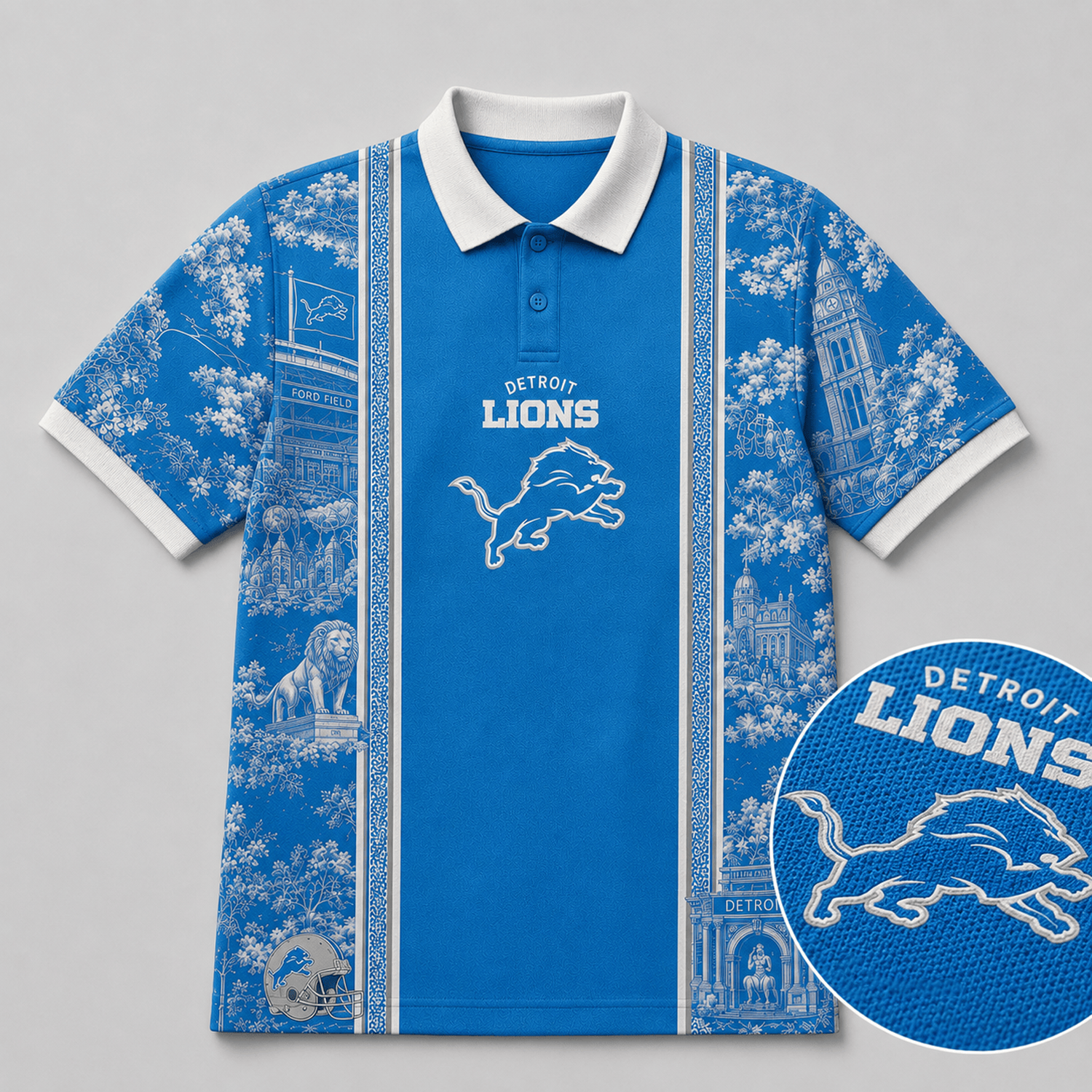 DET x NFL Heritage Cityscape Polo Shirt for Loyal Fans Secondary image
