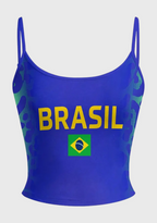Brasil National Soccer Flag Graphic Tops & Elasticated Trousers Two-Piece Set