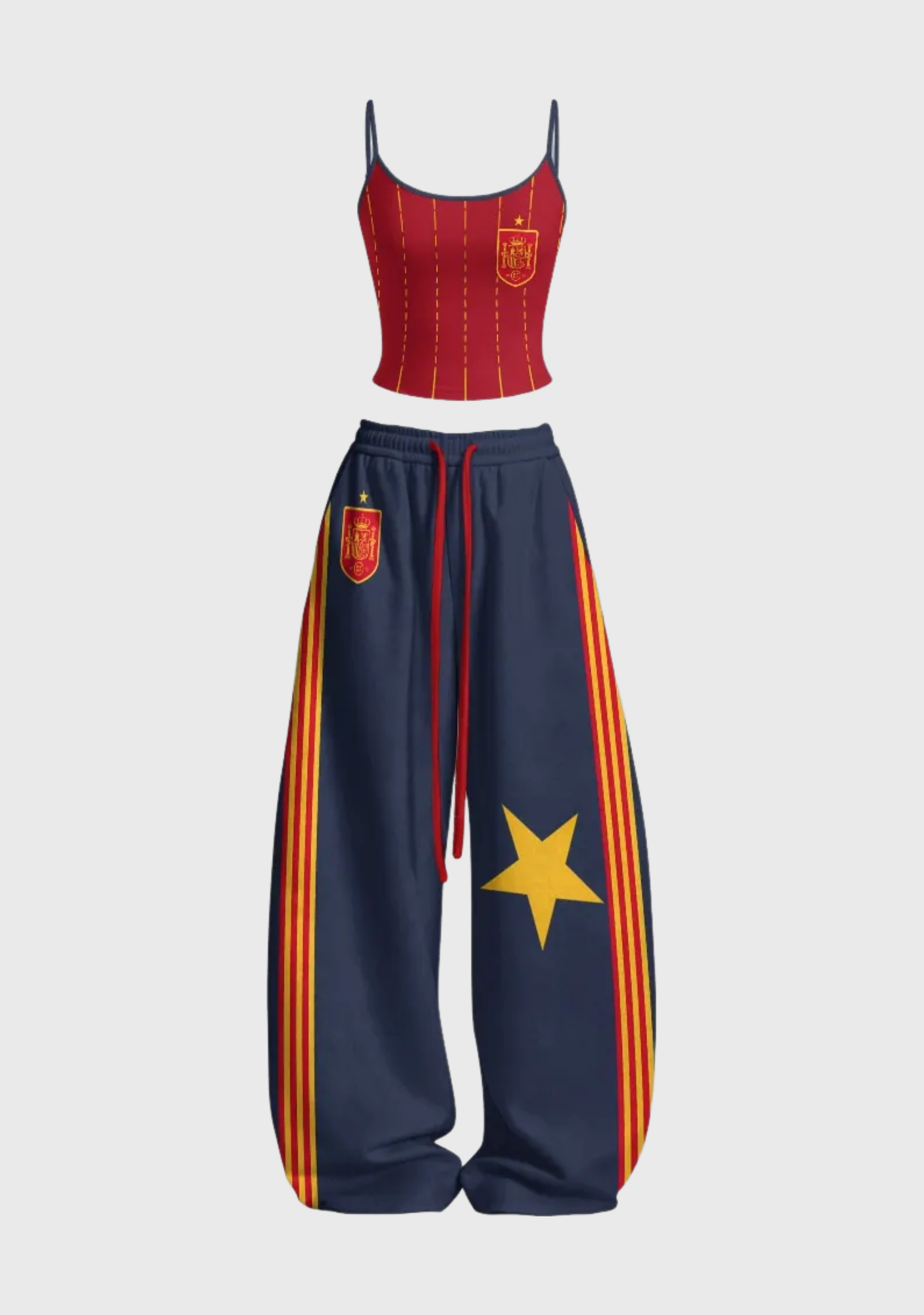 Spanish Soccer Crest Striped Sling Tops & Elasticated Trousers Two-Piece Set Secondary image