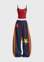 Spanish Soccer Crest Striped Sling Tops & Elasticated Trousers Two-Piece Set