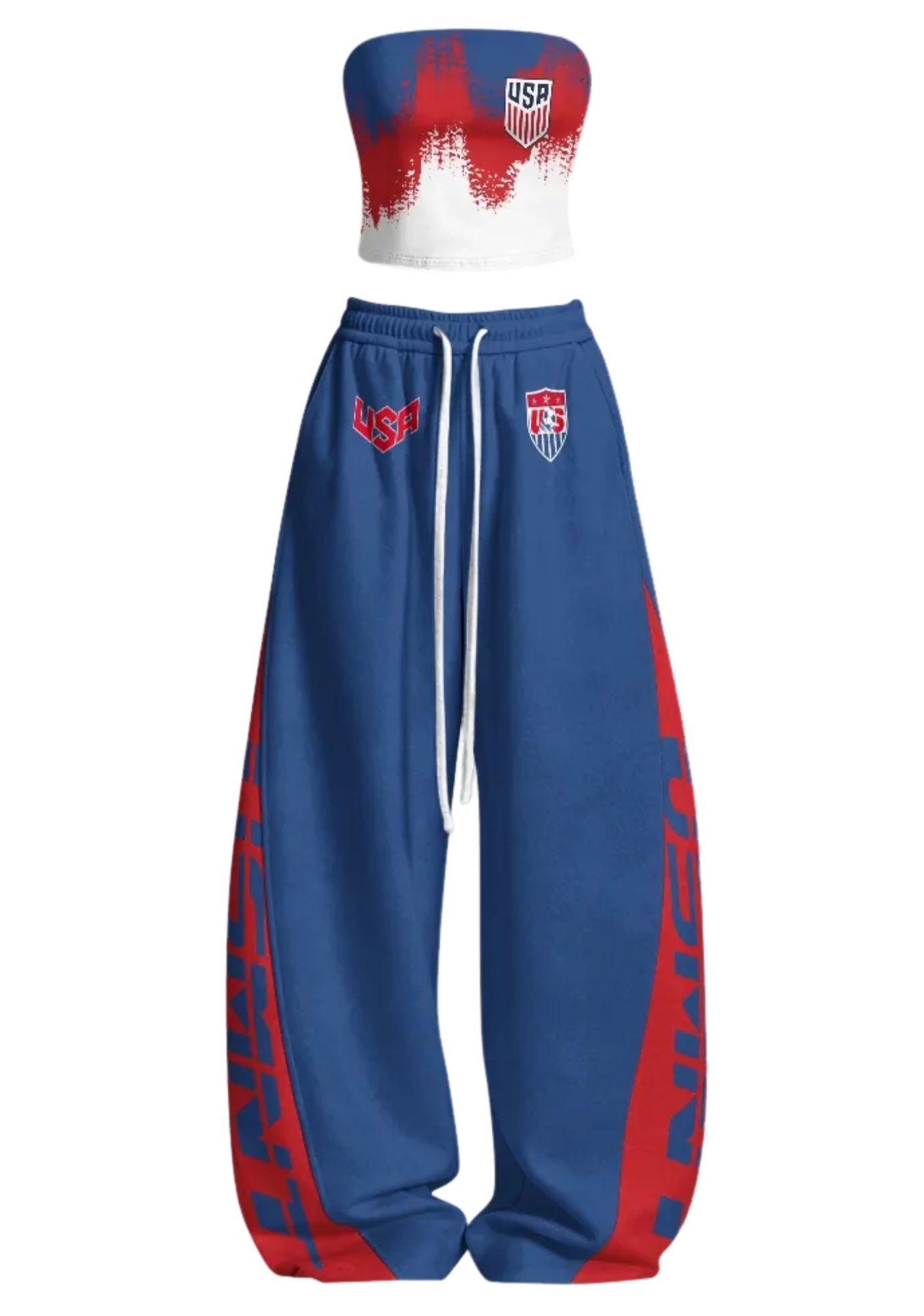 USA Soccer Brush Print Fan Tops & Elasticated Trousers Two-Piece Set Main image