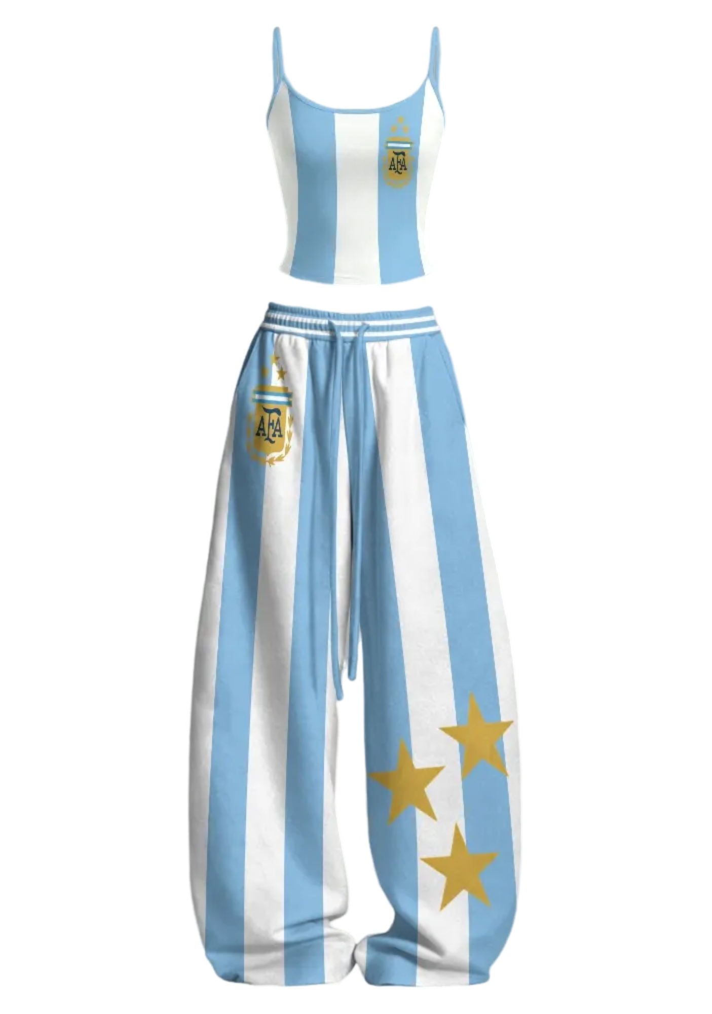 Argentina 3 Stars Striped Fan Tops & Elasticated Trousers Two-Piece Set
