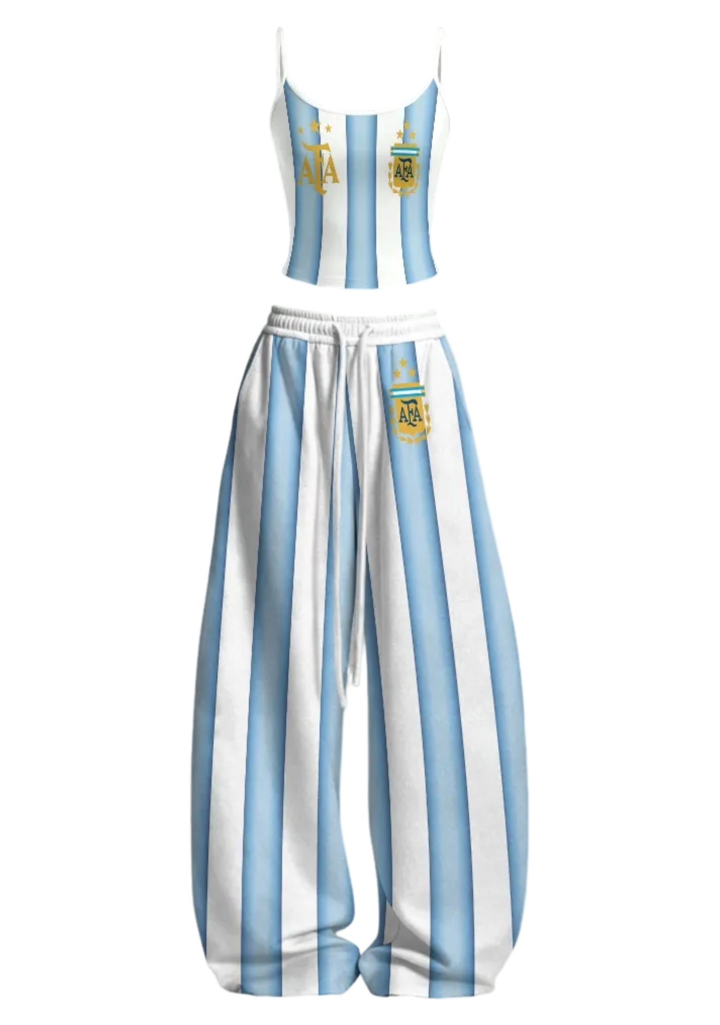 Argentina AFA 3 Stars Striped Fan Tops & Elasticated Trousers Two-Piece Set