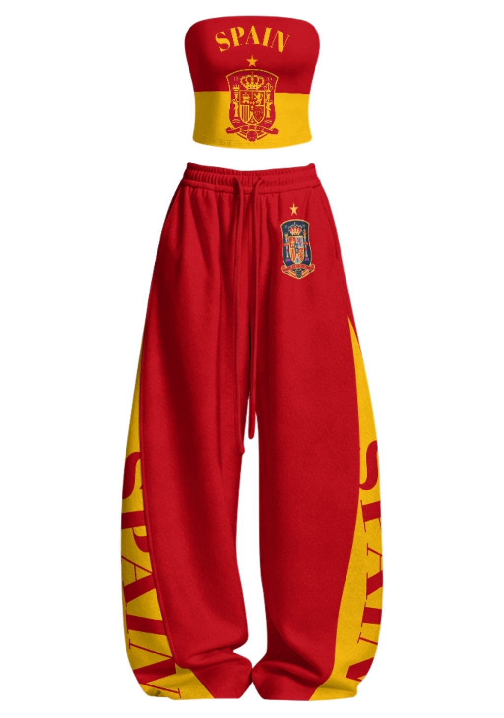 Spain SPAIN Letter Royal Crest Tops & Elasticated Trousers Two-Piece Set