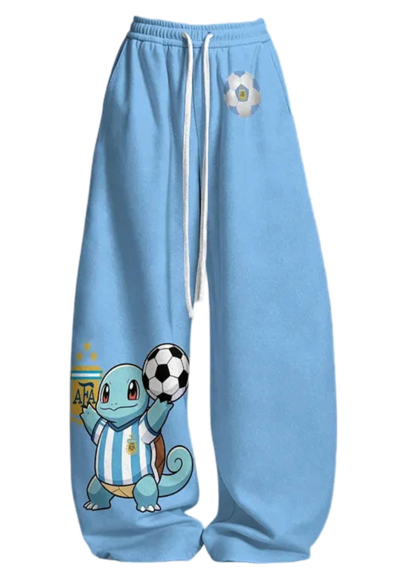 Argentina Squirtle Cartoon Fan Tops & Elasticated Trousers Two-Piece Set