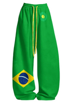 Brazil CBF Flag Graphic Fan Tops & Elasticated Trousers Two-Piece Set