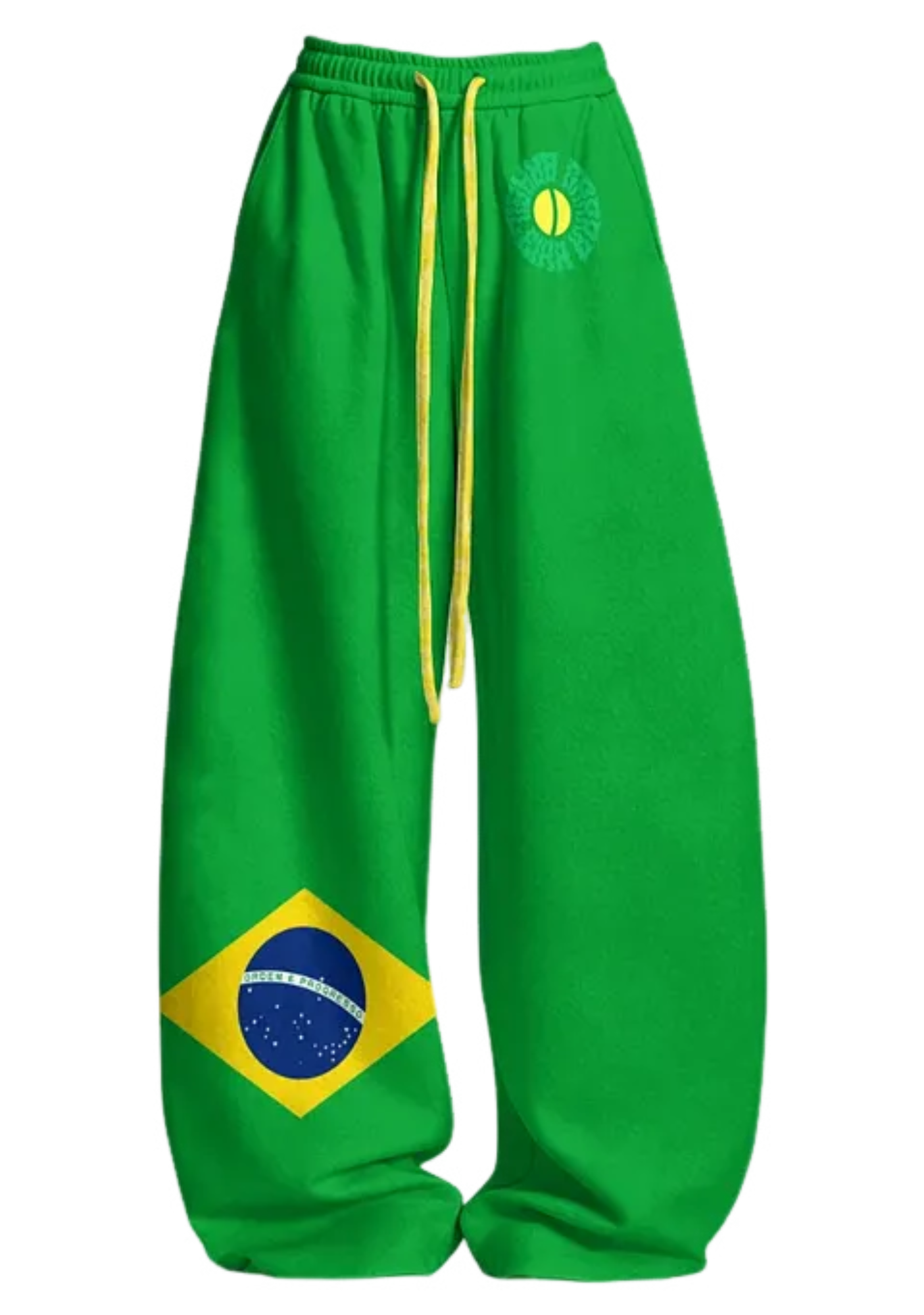 Brazil CBF Flag Graphic Fan Tops & Elasticated Trousers Two-Piece Set