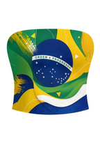 Brazil Flag BRASIL Letter Fan Tops & Elasticated Trousers Two-Piece Set