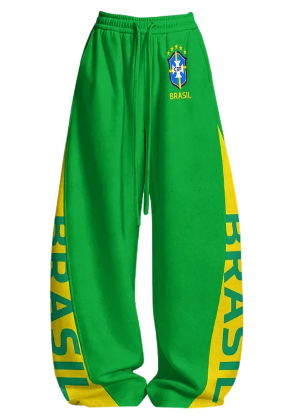 Brazil Flag BRASIL Letter Fan Tops & Elasticated Trousers Two-Piece Set