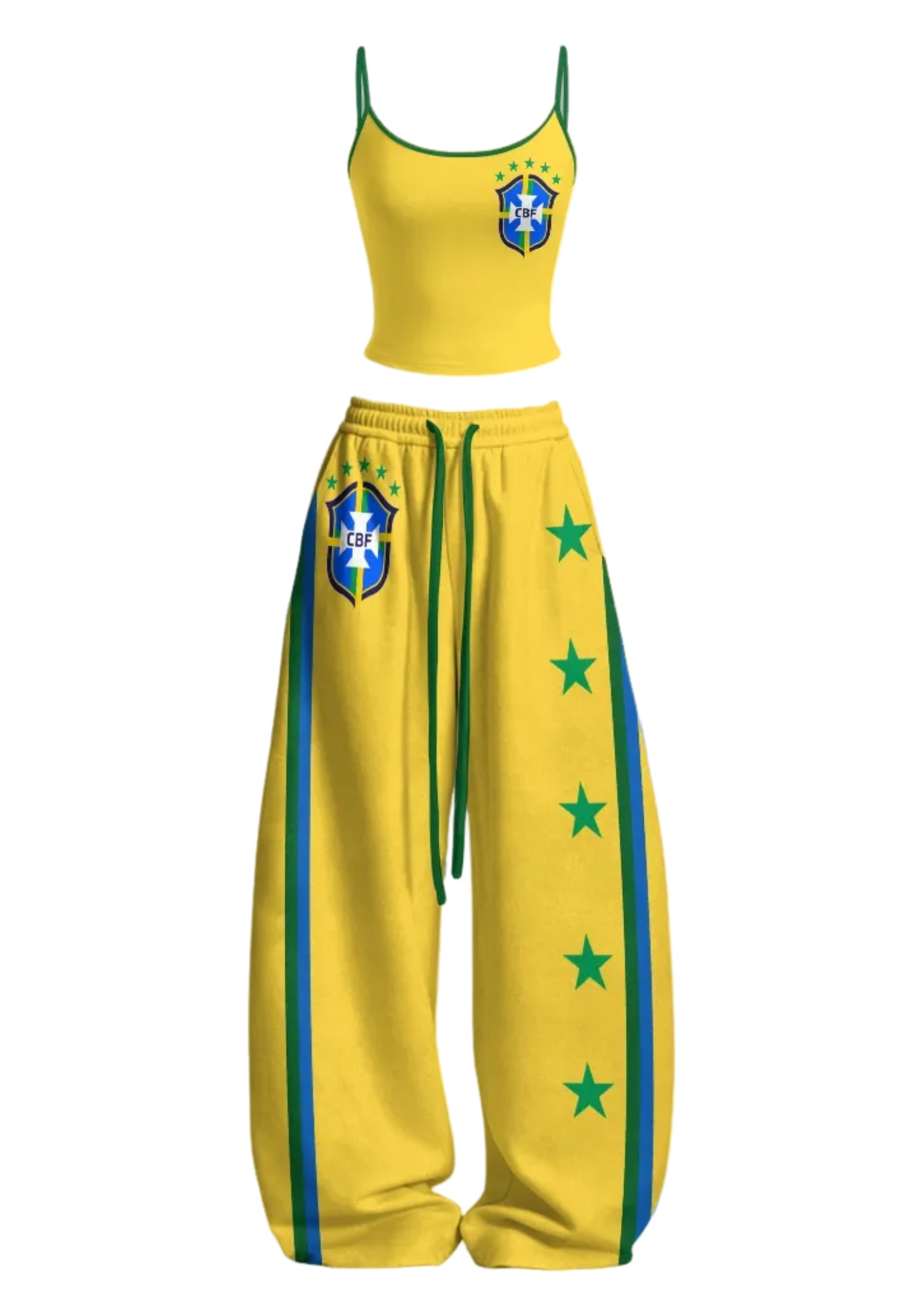 Yellow Brazil National Team Soccer Tops & Elasticated Trousers Two-Piece Set Main image