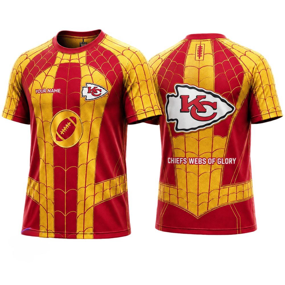 Spider Web Print Kansas City Chiefs Printed T-Shirt