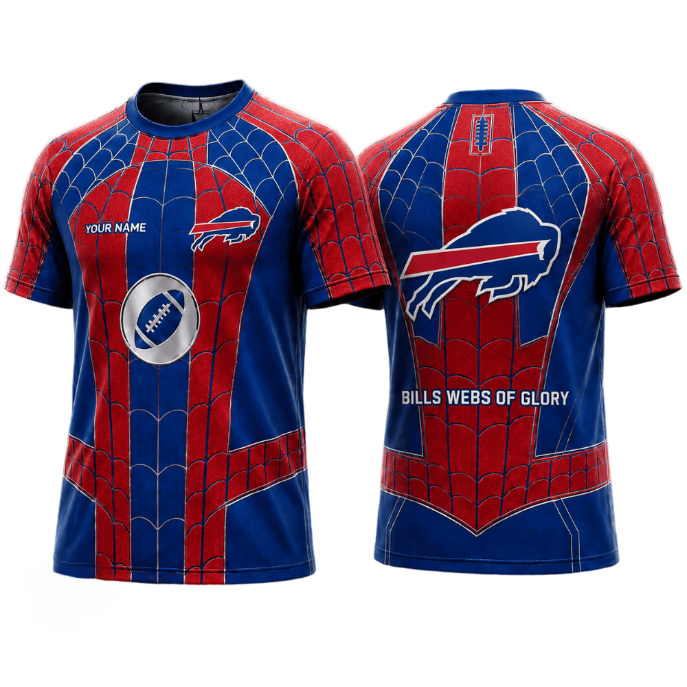 Spider Web Print Buffalo Bills Printed T-Shirt