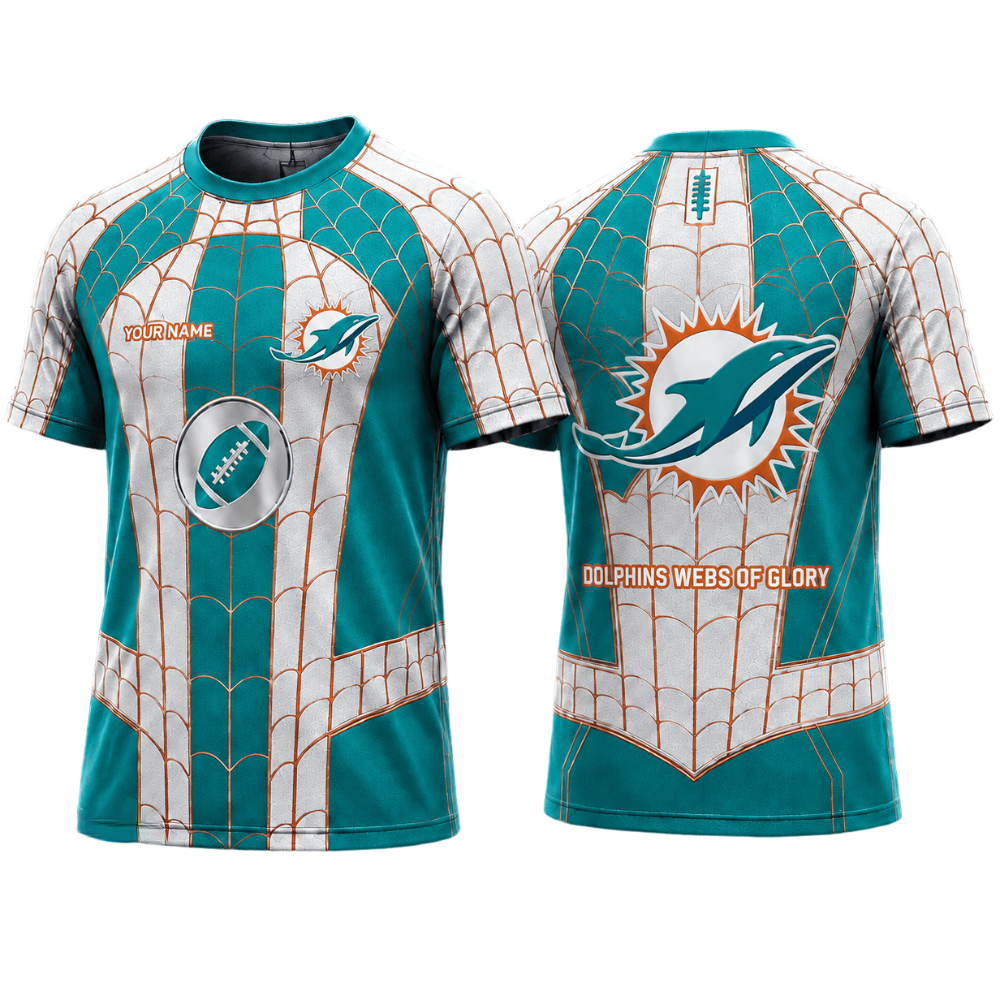 Spider Web Print Miami Dolphins Printed T-Shirt Main image