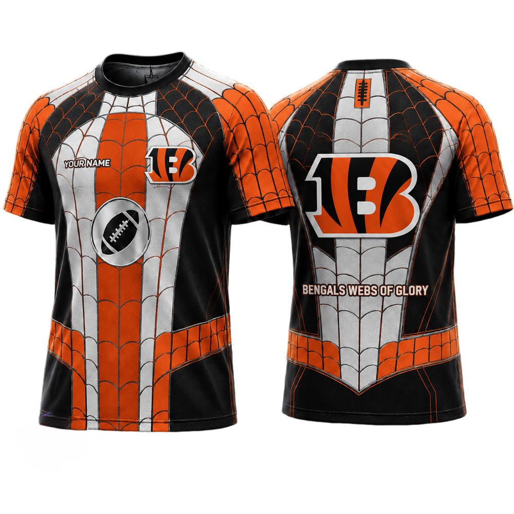Spider Web Print Cincinnati Bengals Printed T-Shirt Main image