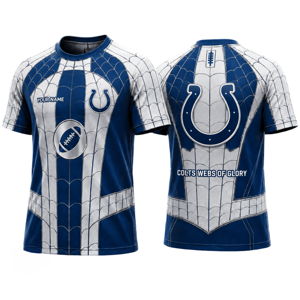 Spider Web Print Indianapolis Colts Printed T-Shirt