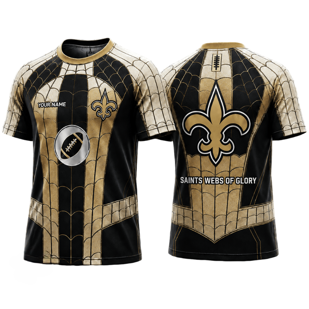 Spider Web Print New Orleans Saints Printed T-Shirt Main image