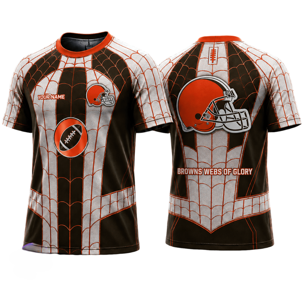 Cleveland Browns Spider-Man Themed Printed T-Shirt