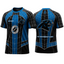 Panthers Blue Black Spider Web Printed T-Shirt